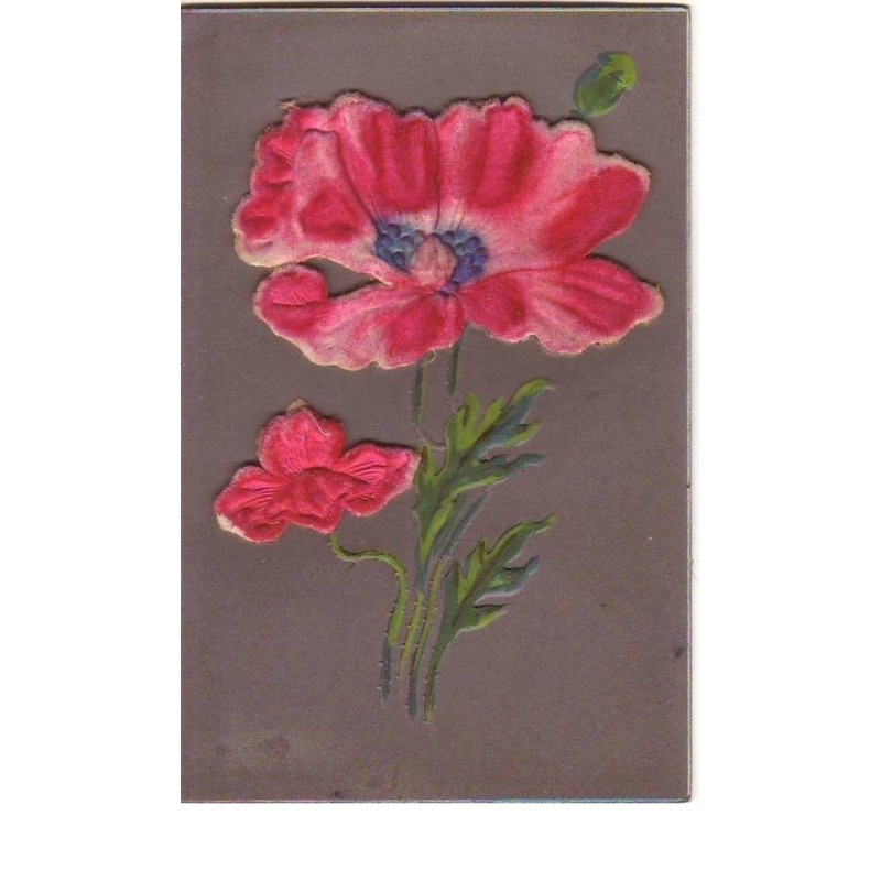 n°13478 - Coquelicots en relief et en tissu