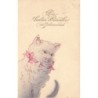 n°28695 - Carte Gaufrée - Chat portant un ruban rose - Die besten Wünsche zum Jahreswechsel