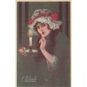 n°28705 - Illustrateur E. Colombo - Jeune femme s'éclairant d'une bougie