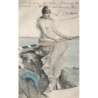n°28713 - Nu Dessin - Dessin d'une femme nue assisse sur un rocher au bord de l'eau