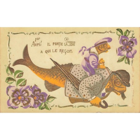 n°28714 - 1er Avril - Il porte la joie a qui le reçoit - Poissons habillés