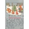 n°28724 - Carte Gaufrée - Caspari ? - Fröhliche Weihnachten - Homme fumant, et lapins autour d'un sapin
