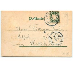 n°13483 - Portrait d'une fillette dans un médaillon avec des fleurs  (immitation bois)