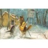 n°28735 - Illustrateur Boulanger - Conte de Noël - Chats s'approchant d'une maison dans la forêt