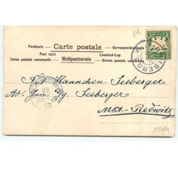 n°13484 - Enfants sur une balancoire tenant une lettre  (immitation bois)