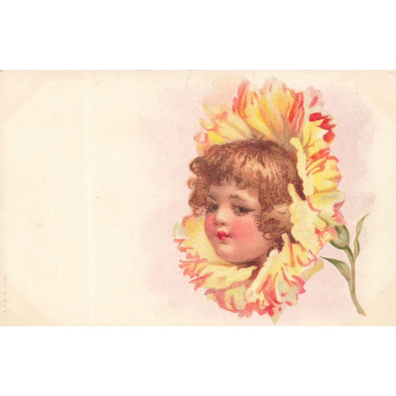 n°28744 - Fantaisie - Portrait d'une fillette au milieu d'un oeillet - surréalisme