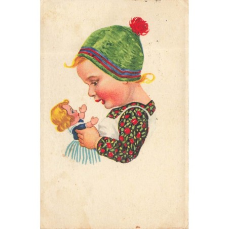 n°28748 - Fantaisie - Fillette parlant à sa poupée