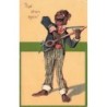 n°28750 - Carte Gaufrée - Fantaisie - That strain again - Homme noir jouant du banjo