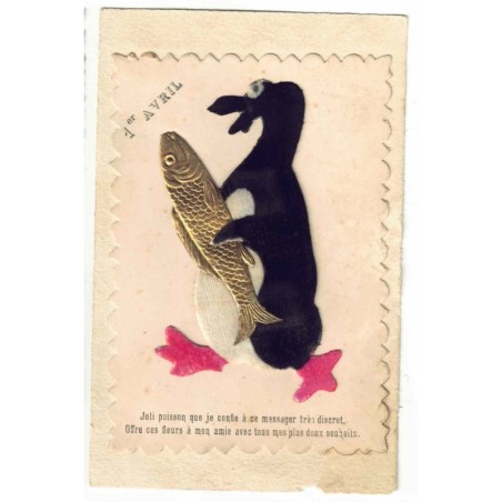 n°28751 - 1er Avril - Joli poisson que je confie à ce messager très discret - Pinguouin en feutrine