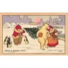 n°28755 - Bertiglia - Bonne et Heureuse Année - Jeune fille marchant bras dessous bras dessus avec un ours
