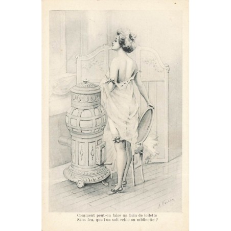 n°28766 - A. Muller - Comment peut-on faire un brin de toilette sans feu - Femme en deshabillé