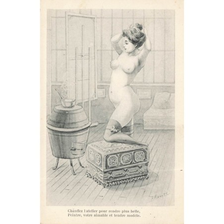 n°28767 - A. Muller - Chauffez l'atelier pour rendre plus belle, Peintre, votre aimable et tendre modèle - nu