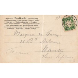 n°28784 - Carte peint à la Main - Céleris humanisés dansant près d'une chope de bière