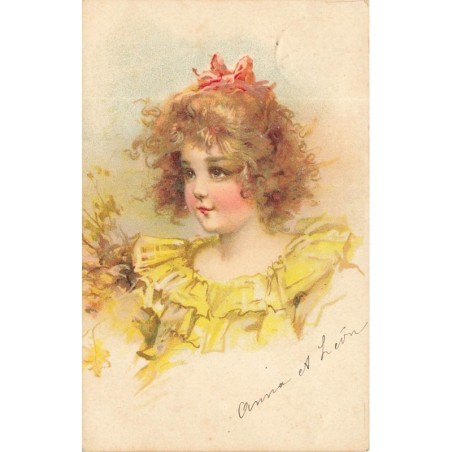n°28789 - Clapsaddle - Portrait d'une fillette avec un ruban dans les cheveux