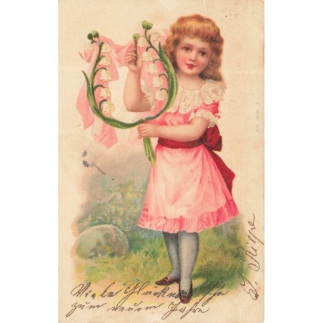 n°28790 - Fantaisie - Fillette jouant de la musique avec du muguet