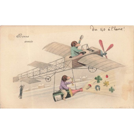n°28793 - Chien - Bonne Année - Chiens pilotant un avion - teckel