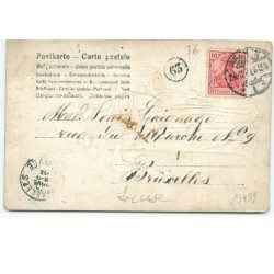 n°13499 - Carte Gaufrée - Herzlichen Glückwunsch zum Namenstage - Jeune fille portant un rosier