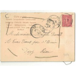 n°28804 - Fantaisie - Femme portant un chapeau - Carte avec des Cheveux