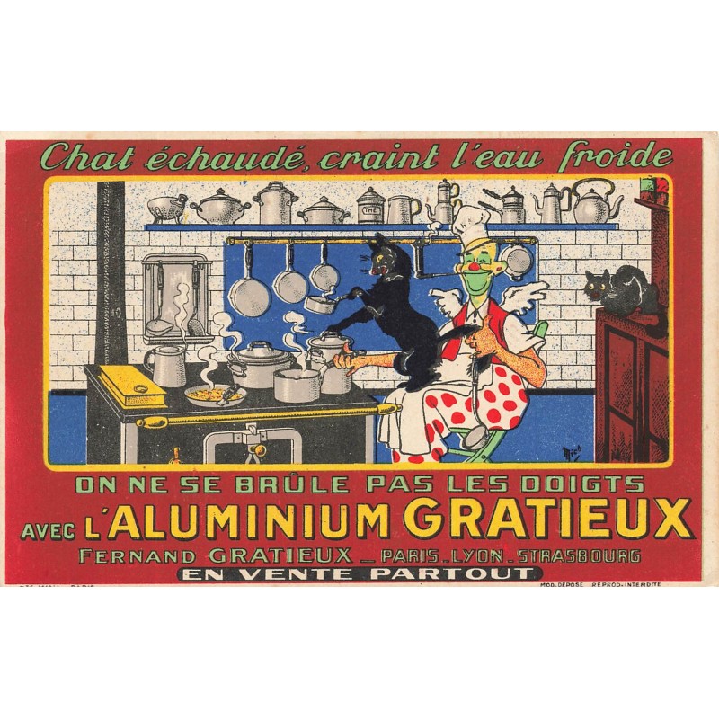 n°28805 - Publicité - Mich - On ne se brûle pas les doigts avec l'Aluminium Gratieux - chat