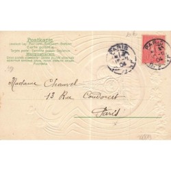 n°28813 - Carte Gaufrée - Fantaisie - Profil d'une femme portant un bijou dans les cheveux - Art Nouveau