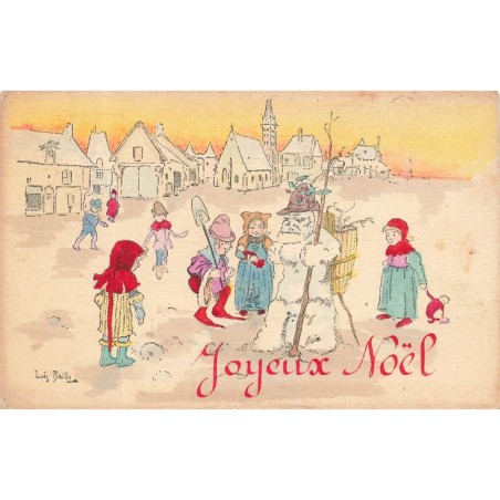 n°28825 - Louis Bailly - Joyeux Noël - Enfants autour d'un bonhomme de neige