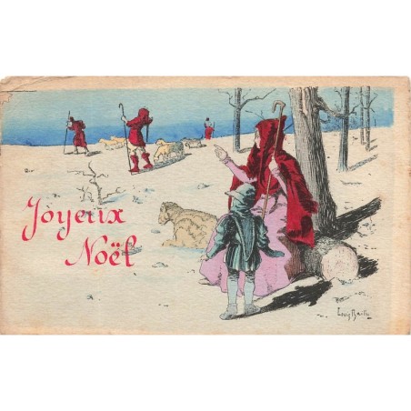 n°28826 - Louis Bailly - Joyeux Noël - Bergers et leurs moutons dans une forêt
