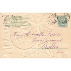 n°28829 - Carte Gaufrée - Fantaisie - Femme de profil dans un médaillon - Art Nouveau