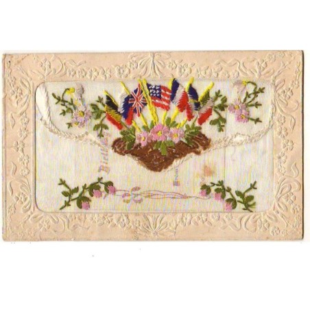n°13503 - Carte Brodée - Drapeaux
