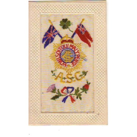 n°13505 - Carte Brodée - A.S.C. Drapeaux - Honi soit qui Mal y Pense