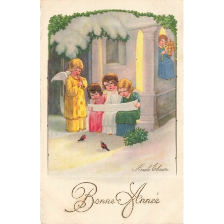 n°28857 - Illustrateur - Pauli Ebner -Bonne Année - Anges chantant