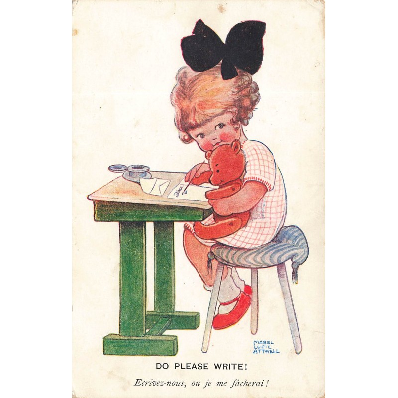 n°28858 - Illustrateur - M.L. Attwell - Ecrivez-nous, ou je me fâcherai ! - Teddy Bear
