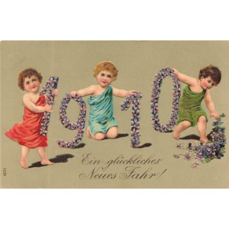 n°28870 - Carte Gaufrée - Nouvel An - Ein glückliches Neues Jahr 1910