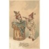 n°28871 - Carte Gaufrée - MSIB 13557 - Bonne et Heureuse Année - Pierrot jouant des la musique pour Colombine