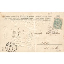 n°28871 - Carte Gaufrée - MSIB 13557 - Bonne et Heureuse Année - Pierrot jouant des la musique pour Colombine