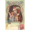 n°28889 - Carte Gaufrée - Joyeux Noël - Père Noël et un ange - Art Nouveau