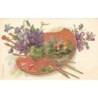 n°28895 - Carte Gaufrée - MSIB 230 - Une palette de peintre décorée de violettes