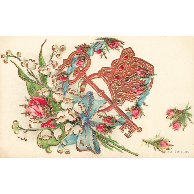 n°28896 - Carte Gaufrée - MSIB 230 - Un cademas décoré de muguet