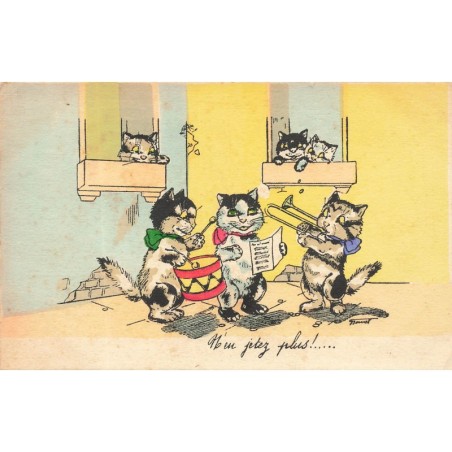 n°28899 - Fantaisie - N'en jetez plus !... - Chats jouant de la musique dans une rue