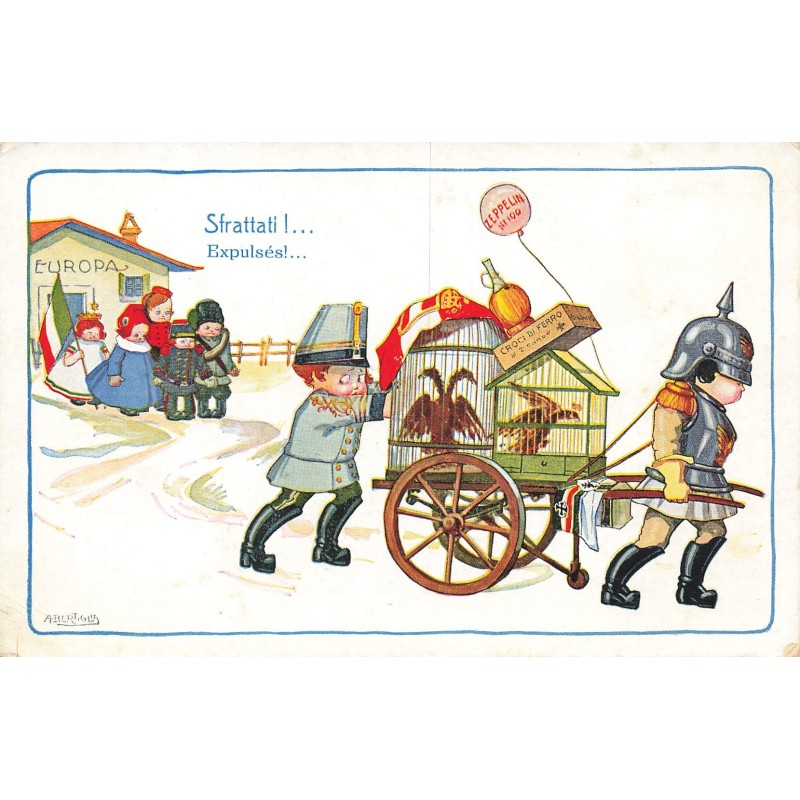 n°28904 - Illustrateur - A. Bertiglia - Expulsés - Militaires allemands quittant l'Europe