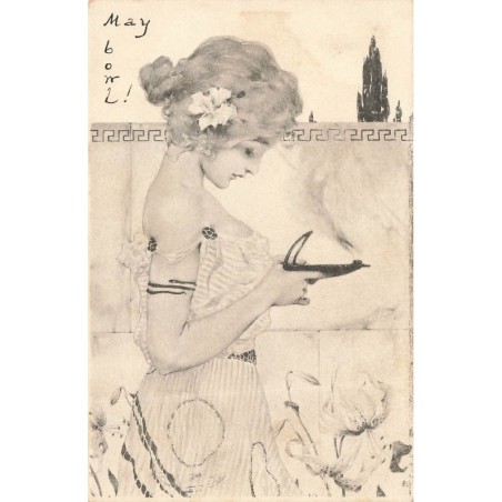 n°28910 - MM Vienne - Raphaël Kirchner - Jeune femme tenant une lampe à huile