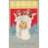 n°28936 - Carte Gaufrée - Noël - A Merry Christmas - Anges apportant des paquets dans un panier