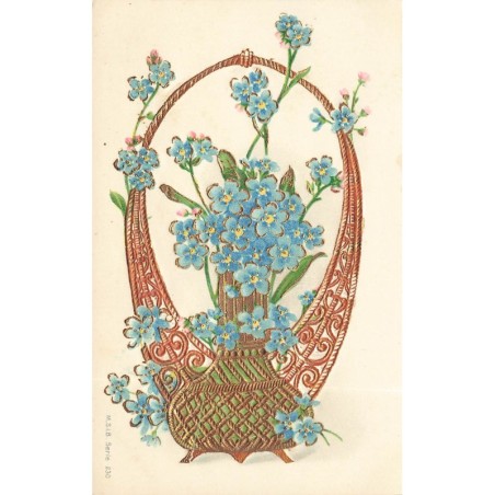 n°28939 - Carte Gaufrée - Fantaisie - MSIB 230 - Myosothis dans un panier