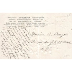 n°28944 - Carte Gaufrée - Fantaisie - Souvenir de Mai - Chat au milieu de brins de muguet