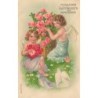 n°28948 - Carte Gaufrée -Anniversaire - MSIB 13835 - Anges préparant des roses