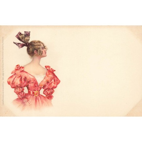 n°28961 - Fantaisie - Stroefer's - Jeune femme de profil portant une robe rose