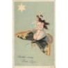 n°28992 - Fantaisie - Fée assise sur le dos d'un papillon