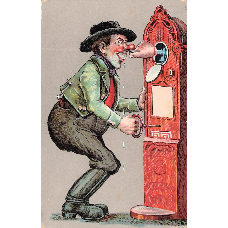 n°28994 - Fantaisie - Homme près d'une machine à sous