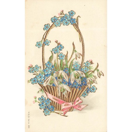 n°28996 - Carte Gaufrée - MSIB 350 - Fleurs, dont des myosothis dans un panier