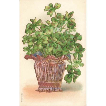 n°28998 - Carte Gaufrée - MSIB 13563 - Trèfles dans un pot