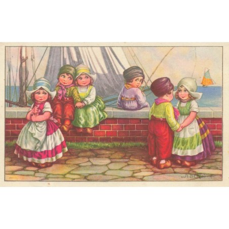 n°29004 - Illustrateur - Bertiglia - Petits hollandais sur un quai